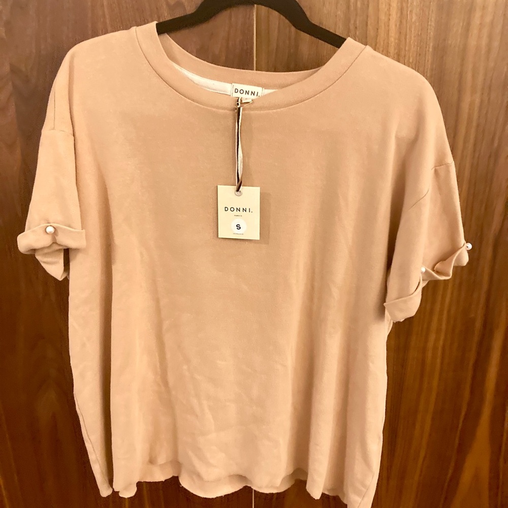 DONNI Pearl Tee - Latte - S - NWT - Picture 4 of 6
